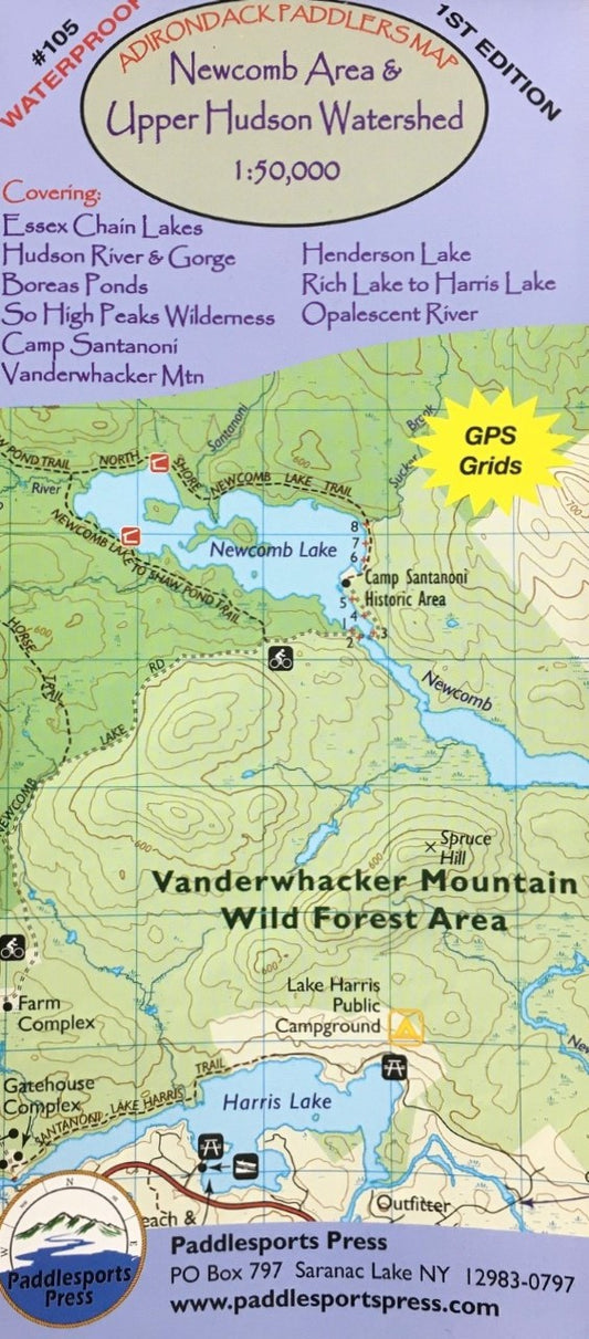 Adirondack Paddler's Map -Newcomb Area & Upper Hudson Watershed